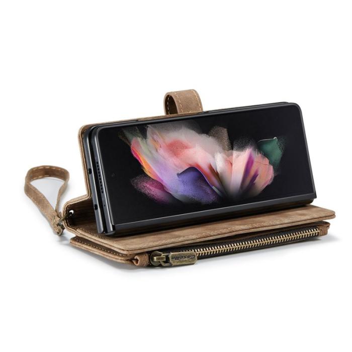 Caseme - CASEME Konstläder Plånboksfodral för Samsung Galaxy Z Fold4 5G - Brun