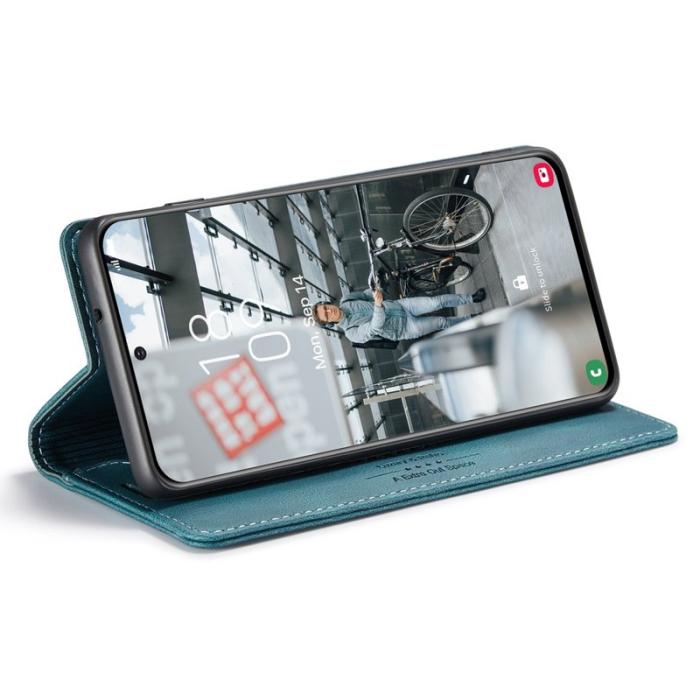 AUTSPACE - AUTSPACE A01 Plånboksfodral för Samsung Galaxy S21 FE 5G Konstläder - Blå