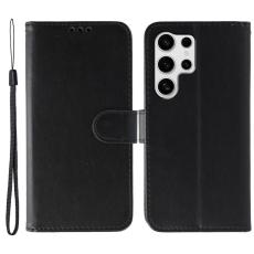 OEM - Samsung Galaxy S26 Ultra Pl&aring;nboksfodral Konstl&auml;der Flip med Rem - Svart