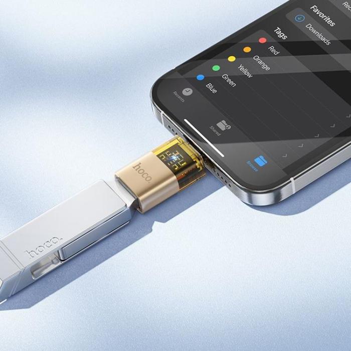 Hoco - HOCO USB-C till USB-A OTG Adapter UA36B - Guld