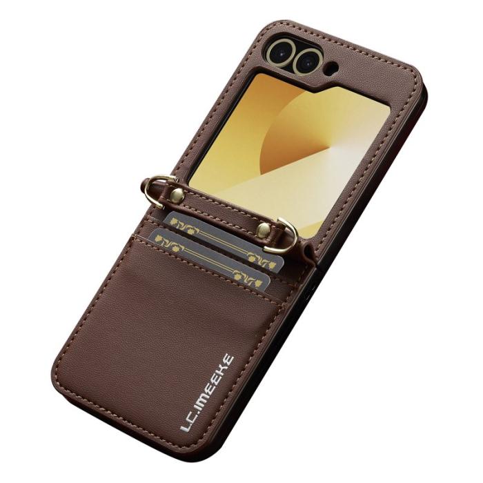 LC.imeeke - LC.IMEEKE för Samsung Galaxy Z Flip7 FE 5G Fodral KonstLäder - Brun