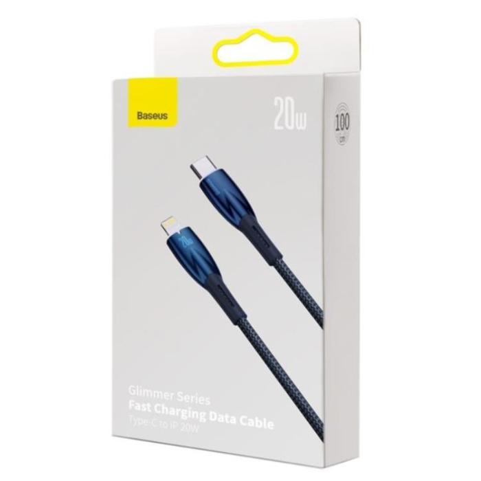 BASEUS - Baseus USB-C till lightning kabel 2m 20W Glimmer Series - Blå