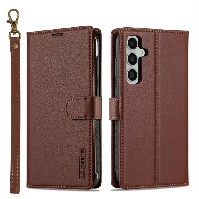 LC.imeeke - LC.IMEEKE L2 Series Samsung Galaxy A17 Plånboksfodral Konstläder - Brun