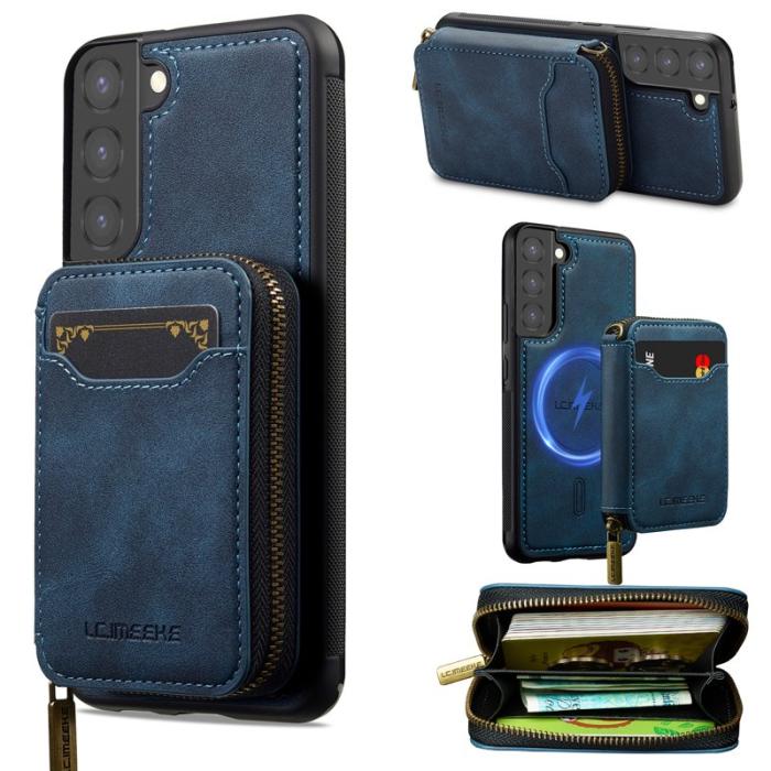 LC.imeeke - LC.IMEEKE L6 för Samsung Galaxy S22 5G Konstläder Plånboksfodral - Blå
