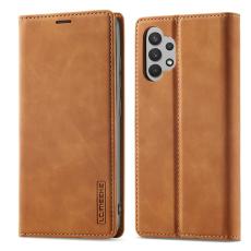 LC.imeeke - LC.IMEEKE Samsung Galaxy A32 5G Pl&aring;nboksfodral Konstl&auml;der - Brun