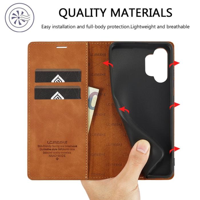 LC.imeeke - LC.IMEEKE Samsung Galaxy A32 5G Plånboksfodral Konstläder - Brun