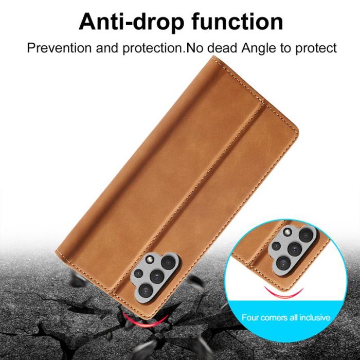 LC.imeeke - LC.IMEEKE Samsung Galaxy A32 5G Plånboksfodral Konstläder - Brun