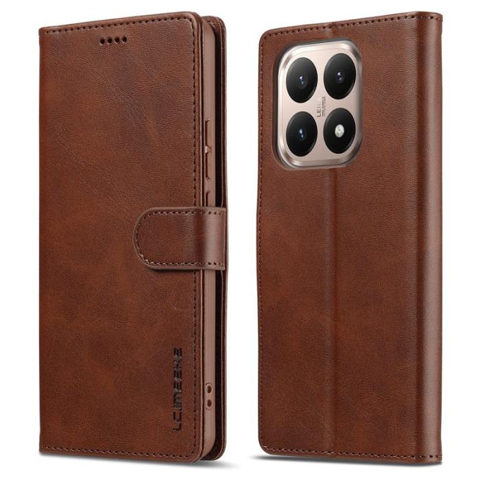 LC.imeeke - LC.IMEEKE Xiaomi 15T Plånboksfodral Konstläder Ställ - Brun