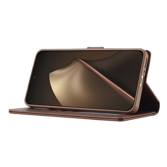 LC.imeeke - LC.IMEEKE Xiaomi 15T Plånboksfodral Konstläder Ställ - Brun