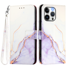 A-One Brand - iPhone 16 Pro Plånboksfodral Marble Pattern Med Rem LS006