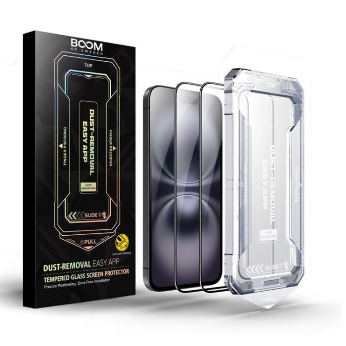 LIVSTIDSGARANTI - BOOM iPhone 15 Plus/16 Plus Härdat Glas Skärmskydd - 2 Pack