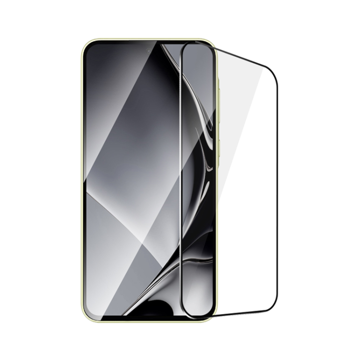 OEM - Galaxy A35 5G Härdat Glas Skärmskydd Metall Ram - Svart