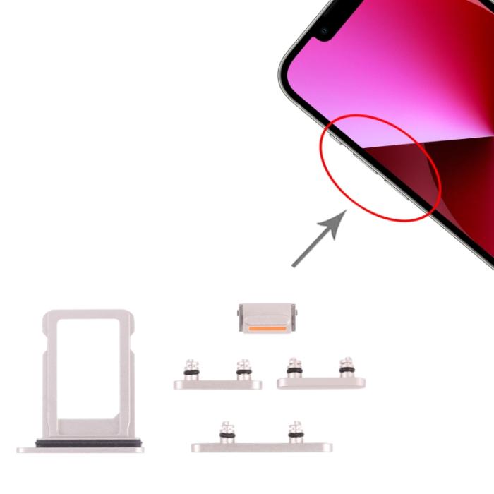 UTGATT1 - iPhone 13 Simkortshållare (Dual) + Sidoknappar - Vit