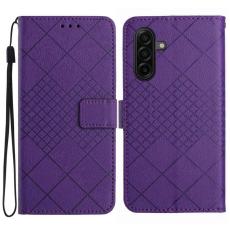 OEM - Samsung Galaxy S26 Fodral Imprint Konstl&auml;der Flip Folio - M&ouml;rklila