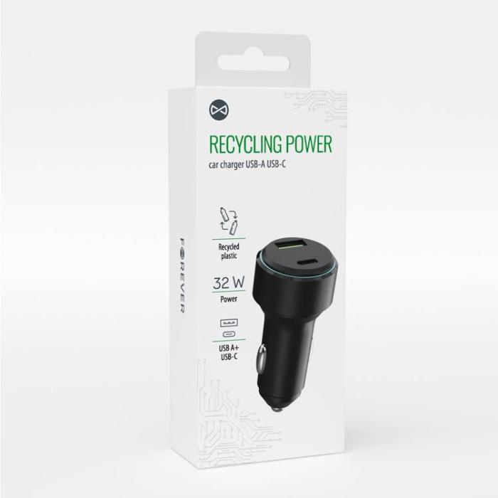 Forever Recycling - Forever Billaddare USB-C USB-A 32W LS-AC-32 - Svart