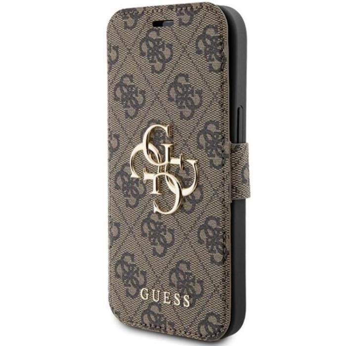 Guess - Guess iPhone 15/14/13 Plånboksfodral Metall Logo - Brun