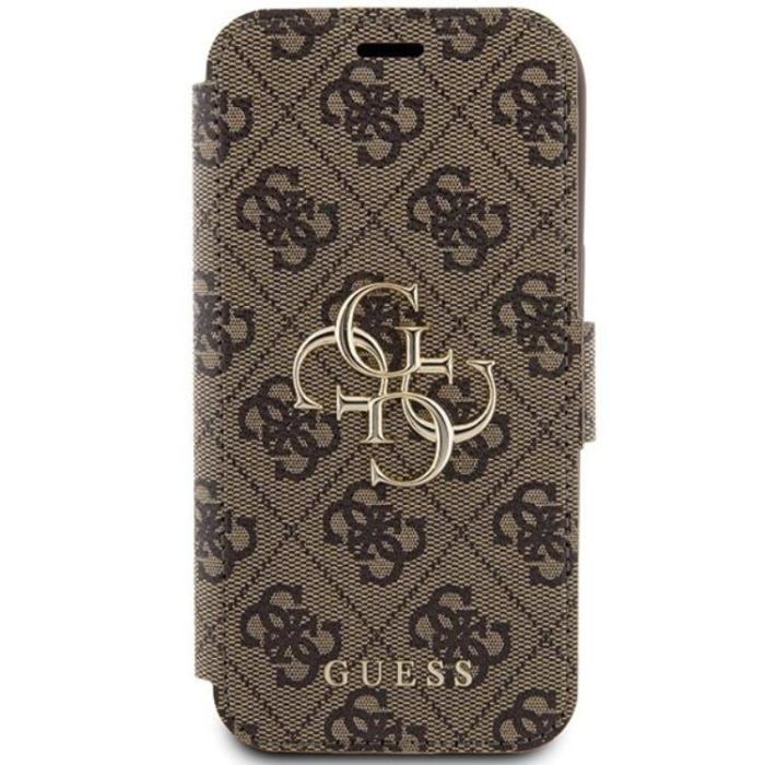 Guess - Guess iPhone 15/14/13 Plånboksfodral Metall Logo - Brun