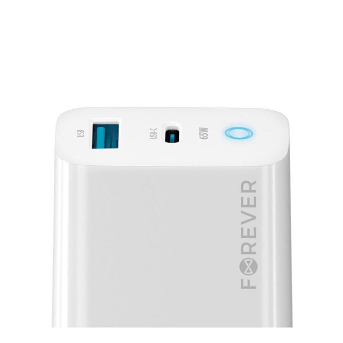 Forever - Forever GaN Väggladdare 1x USB-C 1x USB 65W TC-06-65AC - Vit