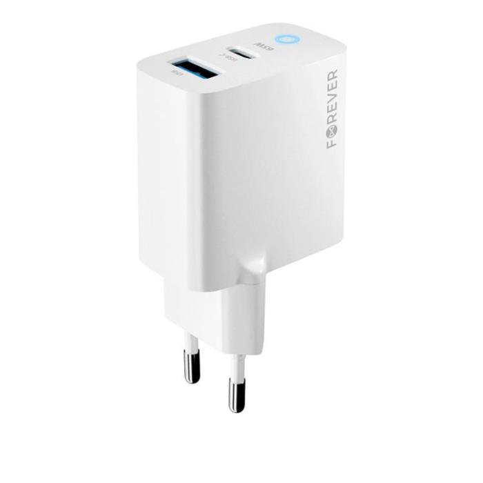 Forever - Forever GaN Väggladdare 1x USB-C 1x USB 65W TC-06-65AC - Vit