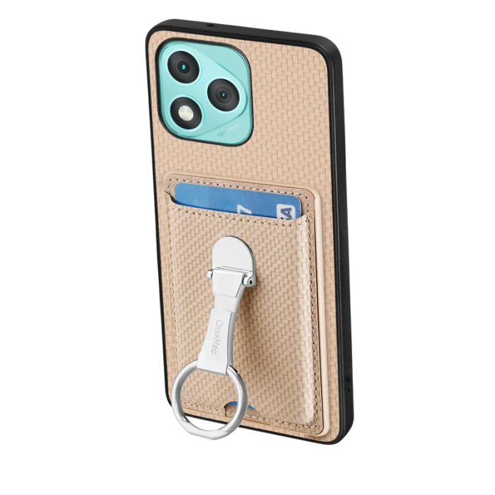 A-One Brand - Honor 400 Lite Mobilskal Korthållare Carbon Fiber - Beige
