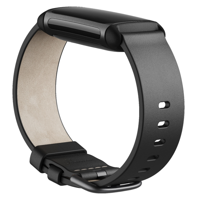 Fitbit - Fitbit Charge 5/6 Leather Band Black (L)