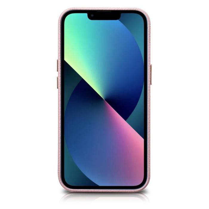 ICARER - iCarer iPhone 14 Plus Skal Magsafe Äkta Läder Litchi Premium - Rosa