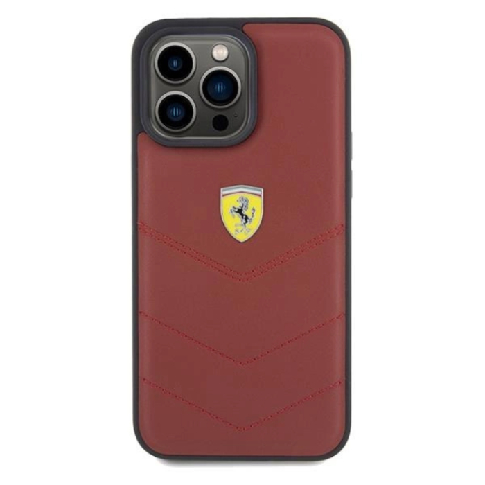 Ferrari - Ferrari iPhone 15 Pro Max Mobilskal Läder Stitched Lines