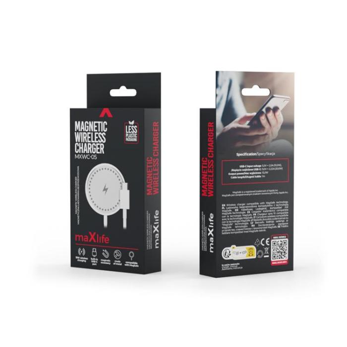 Maxlife - Maxlife 15W Trådlös Laddare Magnetisk - Vit