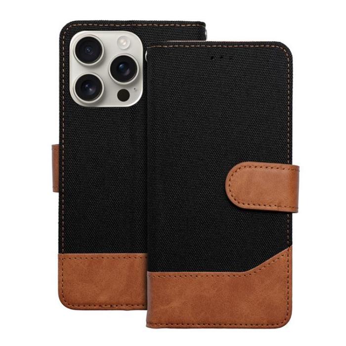 OEM - iPhone 16 Pro Max Plånboksfodral Jeans - Svart