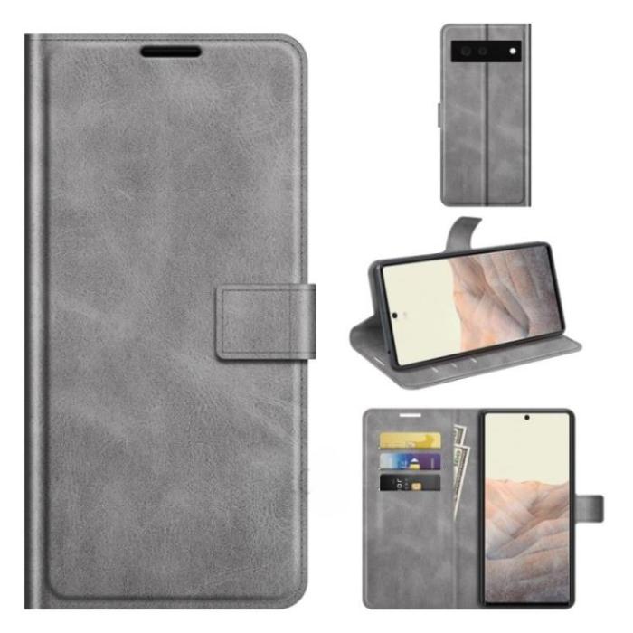 A-One Brand - Google Pixel 7 Pro Plånboksfodral Drop-Proof PU Läder - Grå