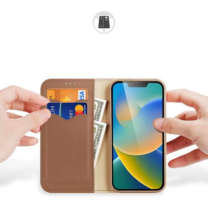 Dux Ducis - Dux Ducis iPhone 14 Plånboksfodral Äkta Läder Hivo Flip - Brun