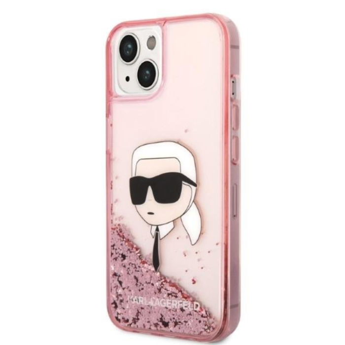 KARL LAGERFELD - Karl Lagerfeld iPhone 14 Plus Skal Liquid Glitter Head - Rosa