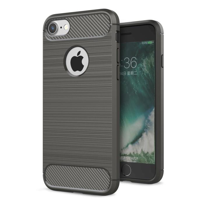 UTGATT5 - Carbon Fiber Brushed Mobilskal iPhone 7/8/SE 2020 - Grå