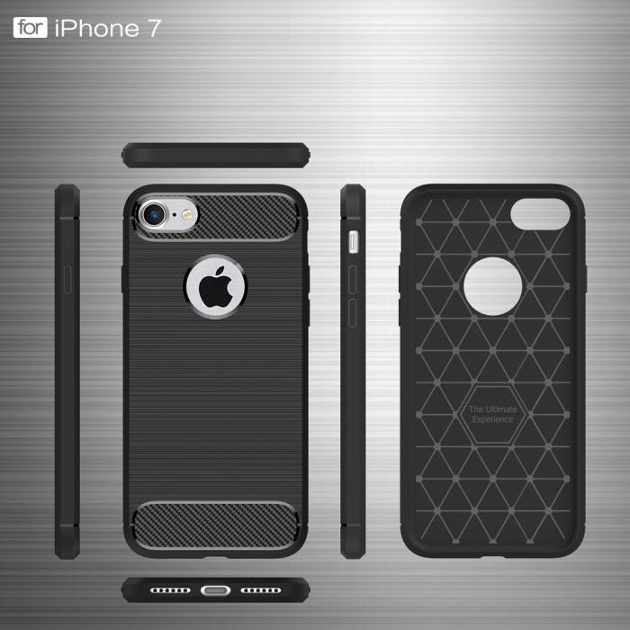 A-One Brand - Carbon Fiber Brushed Mobilskal iPhone 7/8/SE 2020 - Blå