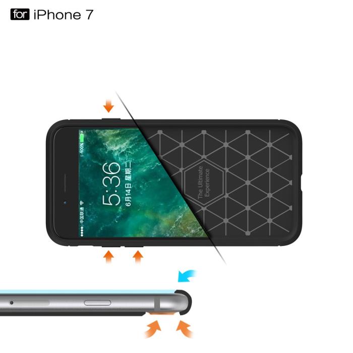 A-One Brand - Carbon Fiber Brushed Mobilskal iPhone 7/8/SE 2020 - Blå