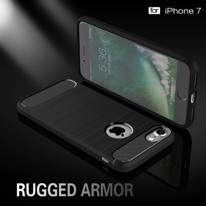 A-One Brand - Carbon Fiber Brushed Mobilskal iPhone 7/8/SE 2020 - Blå