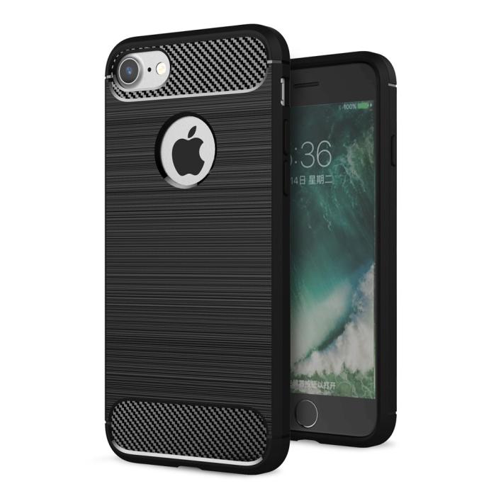 A-One Brand - Carbon Fiber Brushed Mobilskal iPhone 7/8/SE 2020 - Svart
