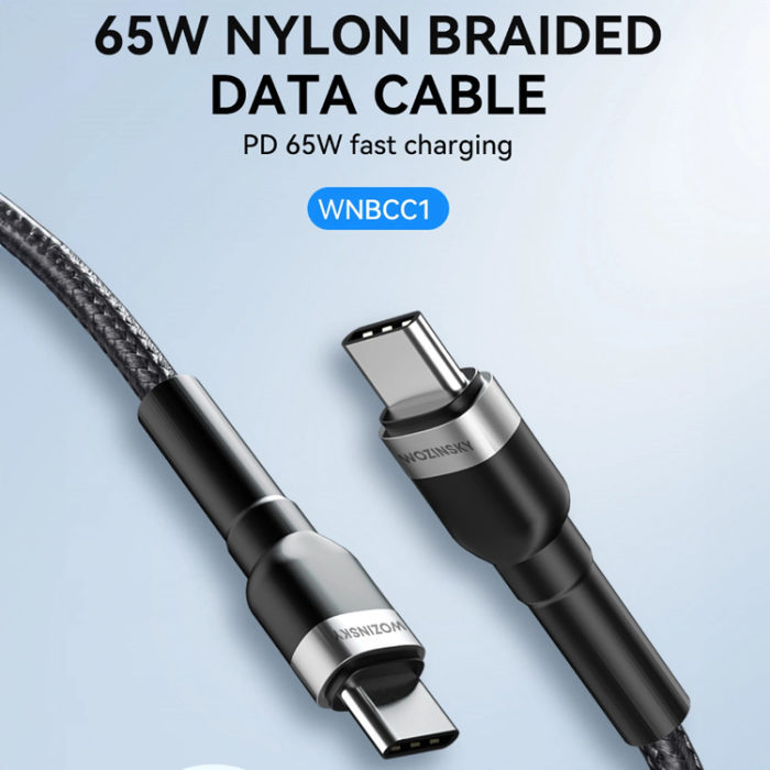 Wozinsky - Wozinsky USB-C till USB-C kabel PD 65W 2m - Svart