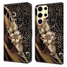 OEM - Samsung Galaxy S26 Ultra Pl&aring;nboksfodral Konstl&auml;der Med St&auml;ll - Metallblomma
