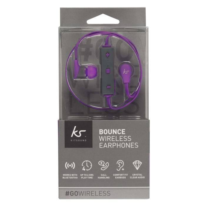 Kitsound - KITSOUND Hörlur Bounce Lila In-Ear Trådlös Mic