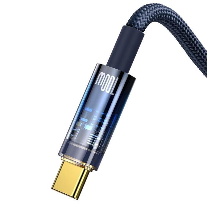 BASEUS - Baseus Explorer USB-C till USB-A kabel 100W 1m - Blå