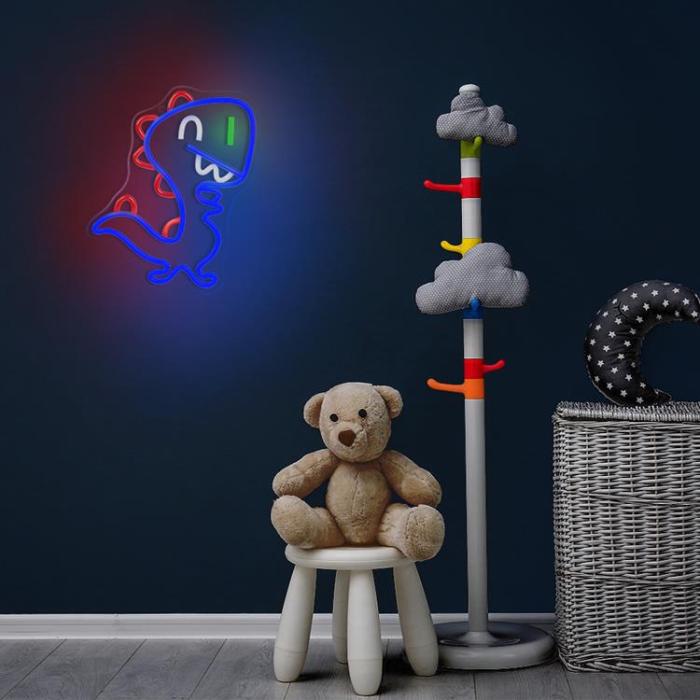 Forever Light - Forever Light LED Neon PLEXI JURASSIC BABY DINO FLNJ01 - Blå