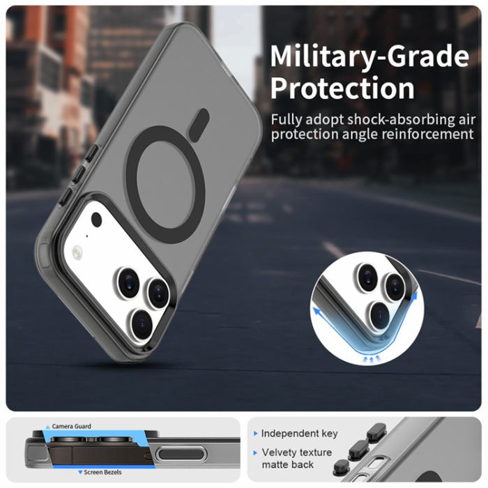 A-One Brand - iPhone 17 Pro Mobilskal MagSafe Anti Drop Hybrid - Svart