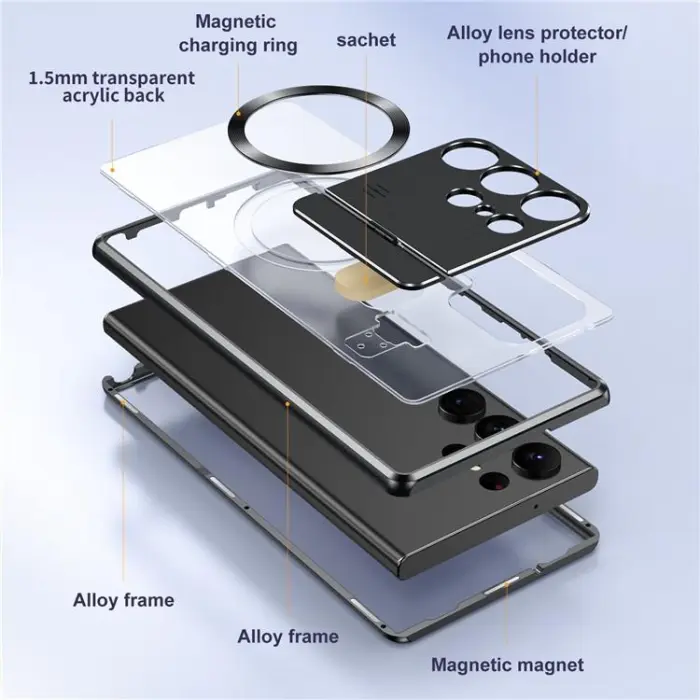 OEM - Galaxy S23 Ultra Mobilskal Magsafe Aroma Kickstand - Silver