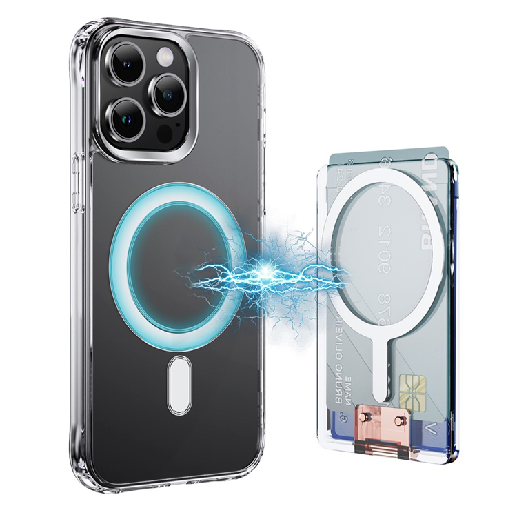 Universal Magnetisk Mobil Korthållare med Kickstand RFID Transparent (Roséguld) | 2353 | AlltMobil