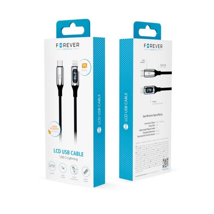 Forever - Forever USB-C till Lightning kabel 27W 1m - Svart