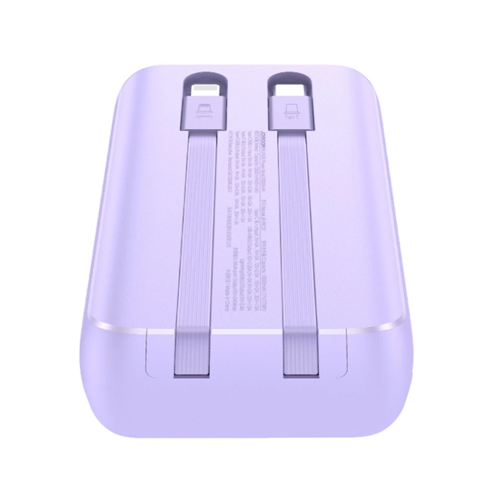Joyroom - Joyroom Powerbank 10000mAh 30W med Lightning/USB-C Kablar - Lila
