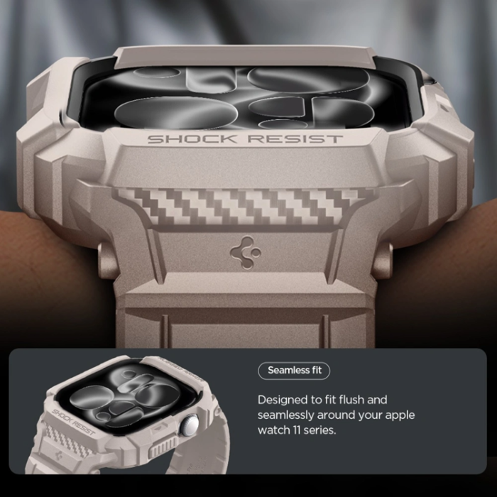 Spigen - Spigen Apple Watch 10/11 (46mm) Armband Rugged Armor Pro - Beige