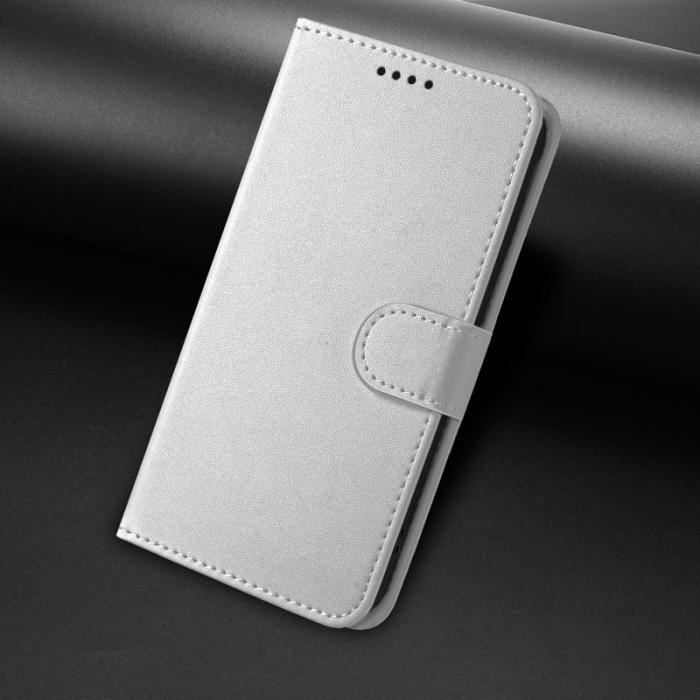 OEM - Samsung Galaxy A37 Fodral KonstLäder Ställfunktion - Silver