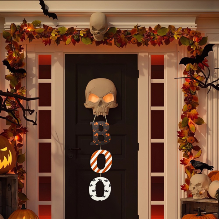 OEM - Halloween Hängande Pumpa Fladdermus Spöke Trä - BOO